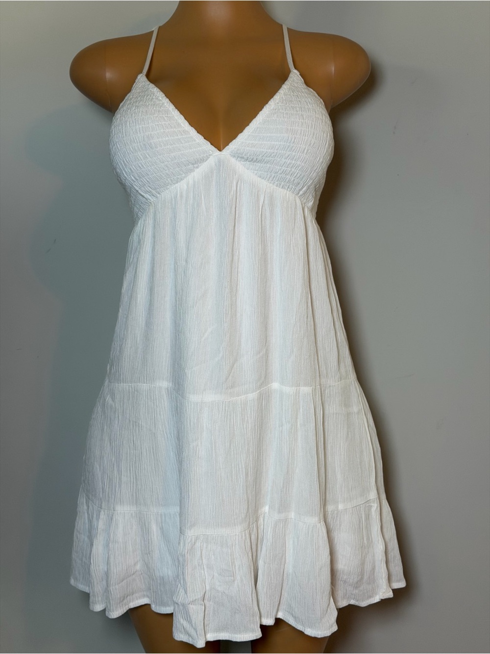 Garage NWOT 100% Rayon White Mini Dress with Spaghetti Straps